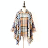 Spring Autumn Winter Checkered Pattern Hooded Cloak Shawl Scarf, Length (CM): 135cm(DP-08 Blue Yellow)