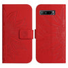 For Asus ROG Phone 3 ZS661KS Skin Feel Sun Flower Pattern Flip Leather Phone Case with Lanyard(Red)