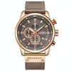 CURREN M8291 Chronograph Watches Casual Leather Watch for Men(Rose case gray face)
