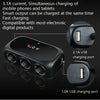 Car Charger Cigarette Lighter 1 In 3 Mobile Phone USB Car Charger(Black)