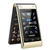Dual-screen Flip Phone, 2.8 inch  + 2.4 inch, 5900mAh Battery, Support FM, SOS, GSM, Family Number, Big Keys, Dual SIM (Gold)