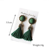 Women Fashion Vintage Velvet Ball Fringed Drop Earring(Red)