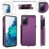 For Samsung Galaxy S20 FE Double Flap Zipper RFID Leather Phone Case with Short Lanyard(Dark Purple)