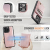 For iPhone 12 / 12 Pro AutSpace A12 MagSafe Magnetic RFID Card Bag Phone Case(Rose Gold)