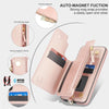 For Samsung Galaxy S23+ 5G Double Flap Zipper RFID Leather Phone Case with Short Lanyard(Rose Gold)