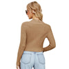 Female Sexy Navel Knit Sweater Slim Sweater Cardigan, Size: M(Brown)