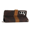 For Samsung Galaxy S23+ 5G Grid Stitching Leather Phone Case with Lanyard(Brown)