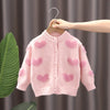 Girls Love Sweater Cardigan Autumn and Winter Knitted Sweater Jacket, Size:  120cm(Pink)