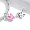 S925 Sterling Silver Pink Butterfly Pendant DIY Bracelet Necklace Accessories