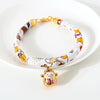 Lucky Cat Collar with Bell, Adjustable, S (20-25cm), White