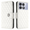 For Redmi K70 Ultra 5G Global Rhombic Texture Flip Leather Phone Case with Lanyard(White)