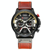 CURREN M8329 Casual Sport Leather Watch for Men(Black Khaki)