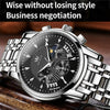 OLEVS 2892 Men Multifunctional Business Waterproof Quartz Watch(Black + Silver)