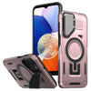For Samsung Galaxy A14 4G / 5G Shield Frame Holder MagSafe Phone Case(Rose Gold)
