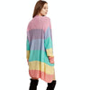 Loose Long Knitted Cardigan Women Sweater Jacket, Size: XL(Rainbow Stripes)