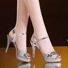Waterproof Platform Word Buckle Fish Mouth High Heels, Shoe Size:37 (Silver)