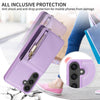 For Samsung Galaxy S24 FE 5G Crossbody Lanyard Zipper Wallet Leather Phone Case(Purple)