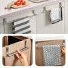 No-Punch Stainless Steel Over Door Towel Rack Cabinet Door Rag Hanging Holder, Length: 36.5cm Black