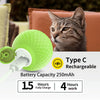 C2 Self-Rolling Cat Toy Ball, 5.5cm, Blue, USB Rechargeable, LED Light
