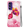 For Samsung Galaxy A16 Crystal Texture Colored Drawing Leather Phone Case(Pink Butterflies)