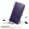For  Alcatel 1S (2020) Four-leaf Clasp Embossed Buckle Mobile Phone Protection Leather Case with Lanyard & Card Slot & Wallet & Holder Function(Purple)