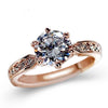 Female Classic Crystal Six-Claw Diamond Ring Wedding Ring, Ring Size:7(Rose Gold)