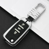 Car Luminous All-inclusive Zinc Alloy Key Protective Case Key Shell for Volkswagen A Style Folding 3-button(Silver)