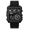 SKMEI 2021 Square Large Dial Triple Movement Men Sports Watch(Black Black Machine)