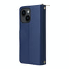 For iPhone 14 / 13 Nine-card Slots Zipper Wallet Bag Leather Phone Case(Blue)