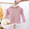 Autumn and Winter Girls Sweater Baby Warm Pullover Bottoming Shirt, Size:  90cm(Add Velvet Pink)