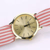 Women Fashion Striped Fabric Strap Quartz Watch(Pink)