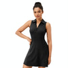 Lapel One-piece Tennis Skirt Quick-drying Breathable Waisted Sports Dress, Size: XL(Black)