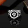 Hip Hop Platinum Plated Lion Head Rhinestone Ring for Men, US Size: 9, Inner Diameter: 19mm, Perimeter: 59mm(Silver)