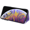 For iPhone XS Max Three Fold Card Bag Phone Case with Long Lanyard(Purple)