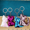 10 PCS PET Sequins Reflective Cat Keychain Bag Car Pendant, Colour: Sky Blue