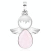 Women Angel Wings Pendants Natural Crystal Stone Necklaces(Powder crystal)