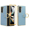 For Samsung Galaxy Z Fold3 5G VIETAO Woven Leather Metal Ring Phone Case(Blue)