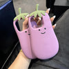 For iPhone 14 Plus Cartoon 3D Eggplant Silicone Phone Case(Purple)