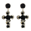 1 Pair Baroque Rose Flower Cross Long Earrings Vintage Earrings(Black)