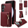 For Samsung Galaxy S24 FE 5G Crossbody Lanyard Zipper Wallet Leather Phone Case(Wine Red)