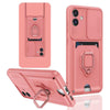 For Samsung Galaxy A06 Sliding Camshield Magnetic Card Holder Silicone Phone Case(Pink)