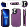 For iPhone 12 Pro Double Flap Zipper RFID Leather Phone Case with Short Lanyard(Dark Purple)