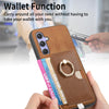 For Samsung Galaxy F15 / M15 Retro Cross Leather Ring Side Insert Card Bag MagSafe Phone Case(Brown)