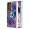 For Samsung Galaxy S25 Ultra 5G Electroplating Marble Dual-side IMD Phone Case with Ring(Purple 016)