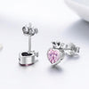 Heart-shaped S925 Sterling Silver Earrings with Gemstones