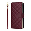 For Samsung Galaxy S25 5G Crossbody Rhombic Zipper Tower Buckle Leather Phone Case with Lanyard(Wine Red)