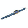 Denim Texture Style Round Dial Retro Digital Display Women & Men Quartz Watch with PU Leather Band(Blue)