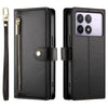 For Redmi K70 Nine Card-slot Zipper Wallet Bag Leather Phone Case(Black)