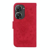 For Asus Zenfone 9 Butterfly Rose Embossed Leather Phone Case(Red)