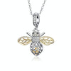S925 Sterling Silver Bee Zircon Pendant Lady DIY Necklace Pendant, Style:Pendent+Necklace